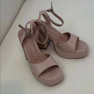 Elegant Nude Block Heel Sandals